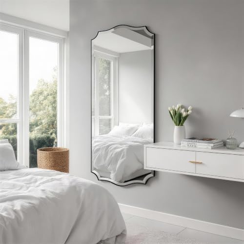 POZINO 55"x20" Premium Scalloped Beveled Bathroom Mirror - Image 5