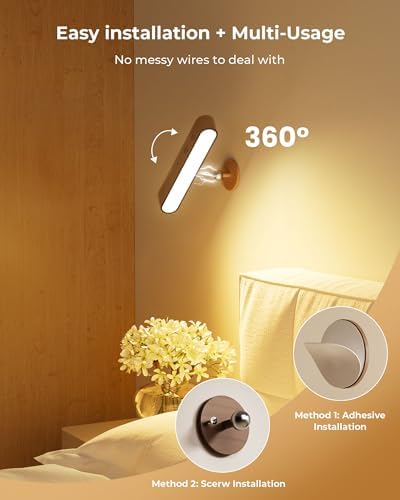 Rechargeable Wall Sconces Set of Two, Walnut Wood Battery Operated Wall Sconce - Image 6