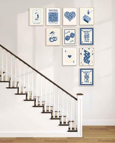 KBKBART 12 Pcs Blue Lucky Poster, Playing Card Wall Art, Poker Room Decor - Image 7