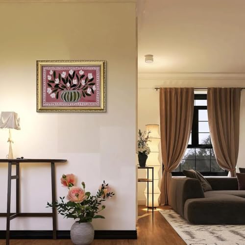 Gold Framed Vintage Floral Wall Art, Retro Vase White Flower Print - Image 6