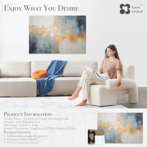 Soon Global Acoustic Wall Panels, Art Acoustic Panels, Teal Aura - Image 4