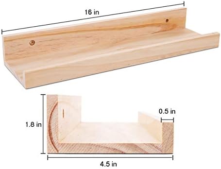 AZSKY Picture Ledge Shelf, Small Floating Shelves Set of 2, 16 Inches Nursery - Image 3