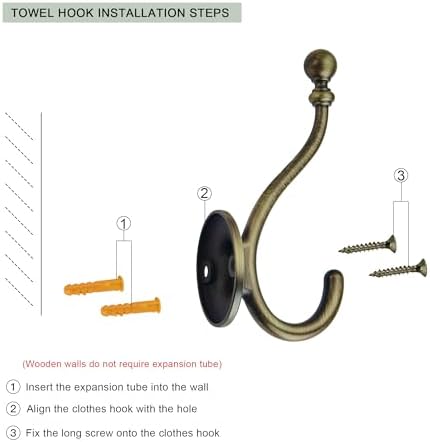 AVICCI 5 Pack Coat Hooks Brushed Brass Coat Hook, Heavy Duty Hooks Decorative - Image 3