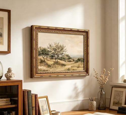 Vintage Gold Framed Olive Tree Landscape Wall Art - Image 4