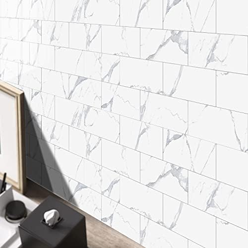 TUOKING 4-Pieces Marble Subway Tile Peel and Stick - Image 2