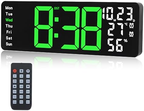 Digital Wall Clock Large Display, 17.3" Digital Clock by Jun-Electron