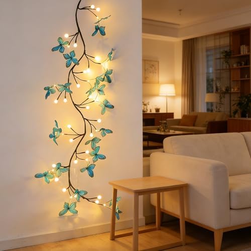 Blue Butterfly LED Tree Branch Lights by Garayma