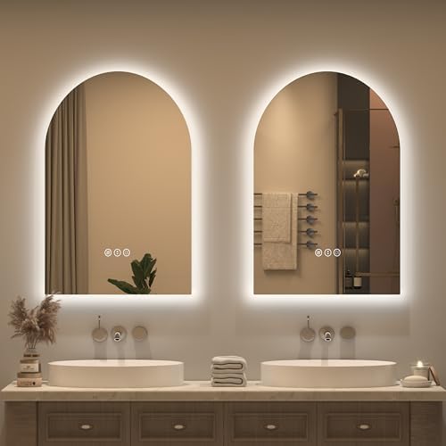 24x36 Inch Backlit Arched LED Bathroom Mirror - Image 6