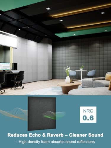 AKUMAX 24 Pack Acoustic Wall Panels, 11.8 x 11.8 x 0.4 in Peel-and-Stick PET - Image 2
