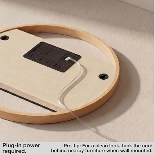 Driini Large Digital Wall Clock -Round Digital Bamboo Wooden Wall Clock - Image 6