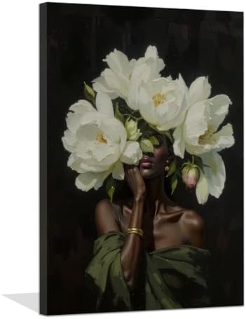 Black People Canvas Wall Art Modern Oil Painting Poster 16x24 Inch Framed by Unknown