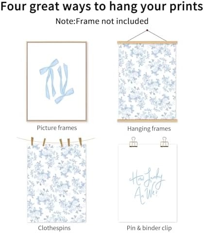 Baccone Blue Bow Wall Art Floral Canvas Wall Decor Coquette Flower Wall Art - Image 7