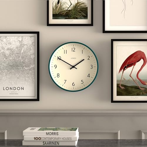 JONES CLOCKS® Studio Clock | Modern Round wall Clock | 12" | Dark Green | Easy - Image 2