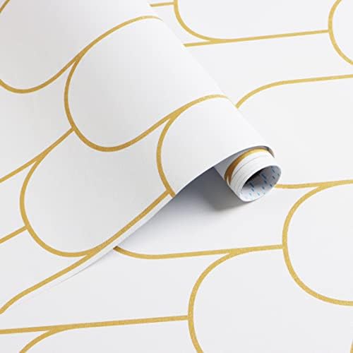 Yasinet Peel and Stick Wallpaper White and Gold Wallpaper Geometric Contact by Yasinet