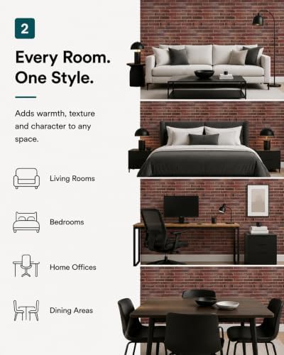 3D Faux Red Brick Wall Panels, Realistic Finish, 29.2 Sq Ft - Image 3