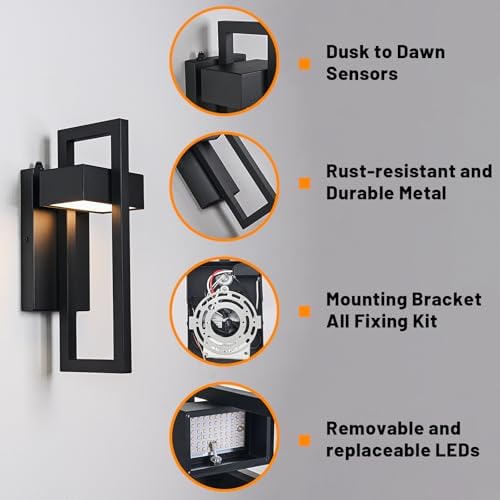 AKEZON Dusk to Dawn Outdoor Wall Lights - Image 5