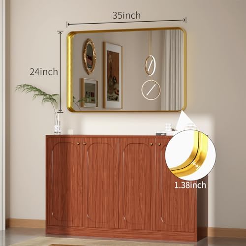 Koonmi Gold Bathroom Mirror, 24x35 Shatterproof Wall Vanity Mirror - Image 6