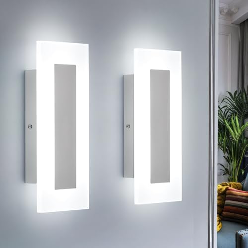 LMQNINE Modern LED Acrylic Wall Sconce Warm White Light Chrome 6000K by LMQNINE