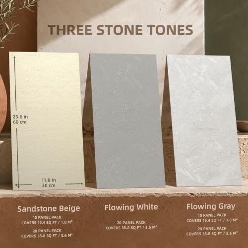 WADILE Peel and Stick Concrete Wall Panels, 11.8" x 23.6" PVC Faux Cement Wall - Image 2