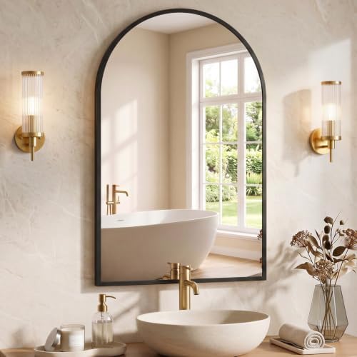 NEWBULIG 24"X36" Arched Bathroom Mirror by NEWBULIG