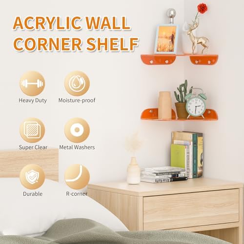 Sezanrpt 9.5x9.5 Inch Acrylic Corner Floating Shelf Set of 2, Security Cameras - Image 3