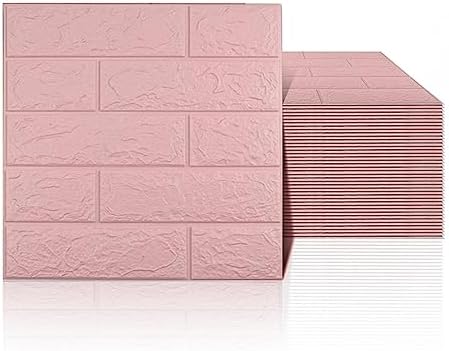 3D Wall Panels Peel and Stick, 58 Sq Ft Coverage, Faux Brick Pink by Sodeno