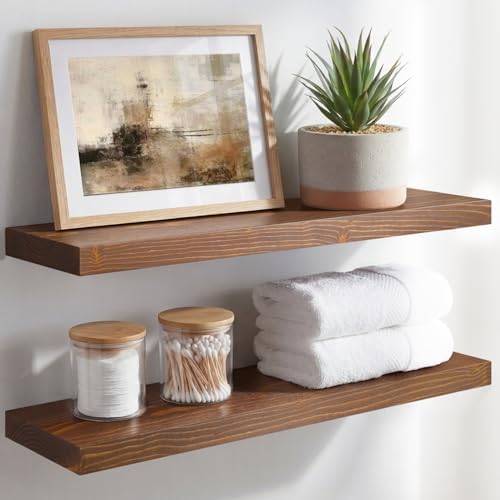 Homeforia 24 Inch Floating Shelves, High-End Solid Pine Wood by Homeforia