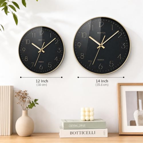 TIMESS 12 Inch Silent Wall Clock，High-Precision Analog Clock，Blck&Gold - Image 7