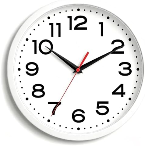Roymnie 10 Inch Wall Clock, Battery Operated Silent Non Ticking White by Unknown