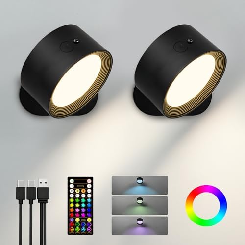 RGB Wall Sconces, Rechargeable Magnetic Lights by AMETHEUS