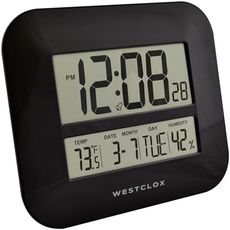 Westclox Black Large Digital Wall Clock, Temperature, Battery Powered - Image 2