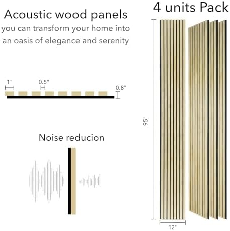 ZETY HOME Acoustic Wood Wall Panels, Slat 4-Pack, 94.5 in - Image 2