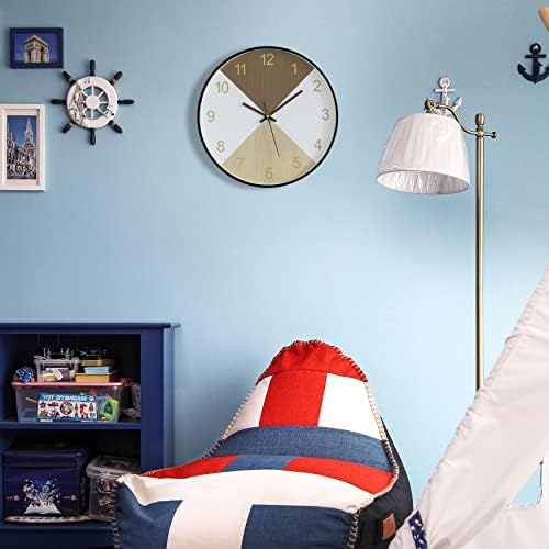 Clockswise Bulk Set of 20 PC 12" Decorative Modern Round Wood- Looking Plastic - Image 2