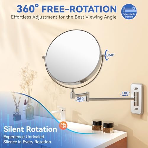 Auxmir 8" Double-Sided Wall-Mounted Makeup Mirror, 1X/30X Magnifying Mirror - Image 3