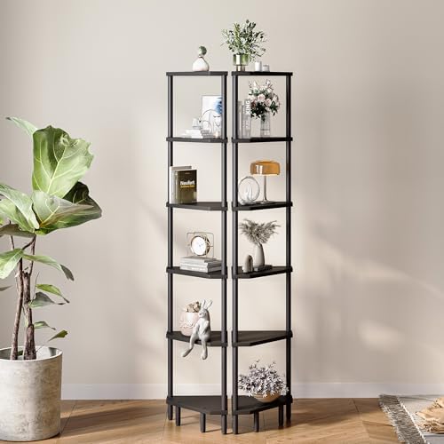 6 Tier Corner Shelf, Narrow Display Shelf Stand, Corner Bookshelf - Image 4