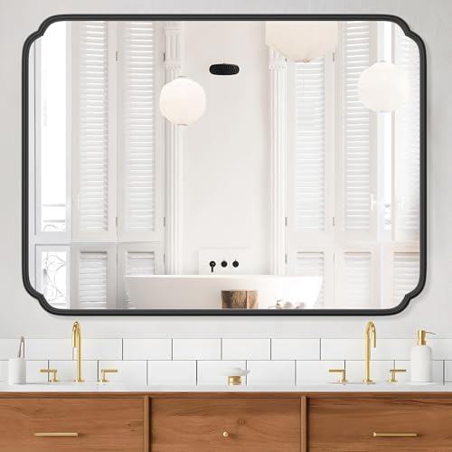 Ferytange 36 x 48 Inch Black Bathroom Vanity Mirror by FerytangeHome