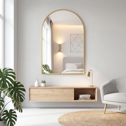 Arched Gold Bathroom Mirrors for Wall, 20x30-Inch Bathroom Mirror for Over Sink - Image 6