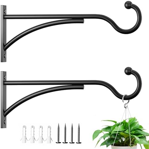 11 Inch 2 Pack Heavy-Duty Metal Plant Hanger Hooks, Matte black by saffruff