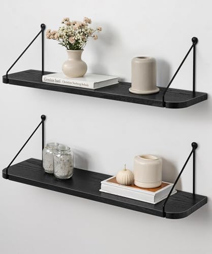 Afuly Black Floating Shelves for Wall, 24in Shelf - Image 7