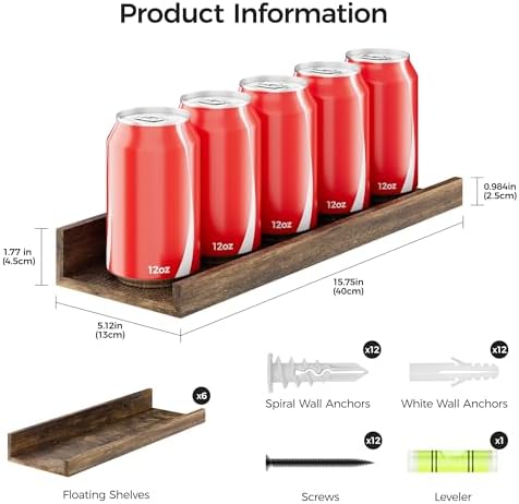 upsimples 12 Pack Wooden Floating Shelves, Wall Storage Decor Shelf - Image 3