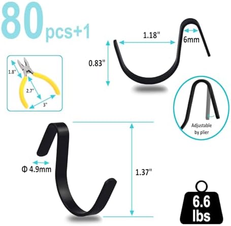 Pegboard J Hooks Black 80pcs Peg Board Metal Tool Hangers - Image 5