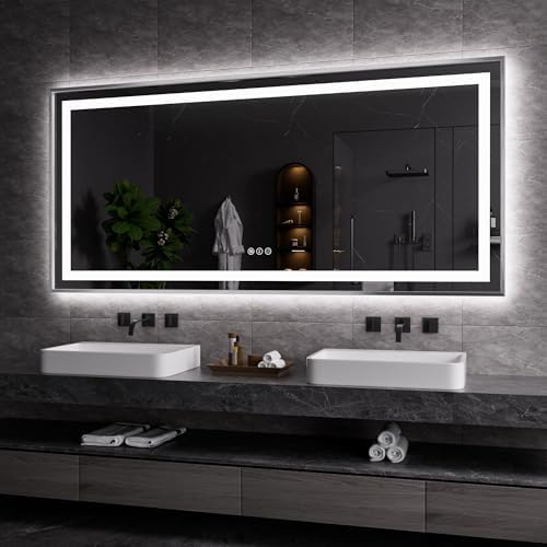 Amorho LED Bathroom Mirror 77"X36", Front Light and Backlit by Amorho