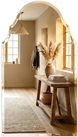20x36 Inch Scalloped Arch Frameless Beveled Wall Mirror by Pocetry