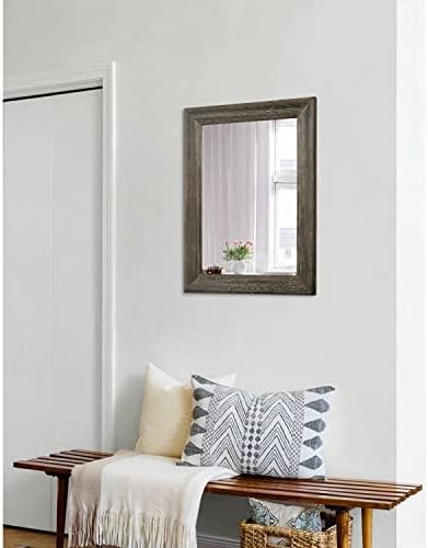 Retro Wall Mirror with Wood Framed Large Rectangle Hanging Mirrors 20"x16" - Image 4
