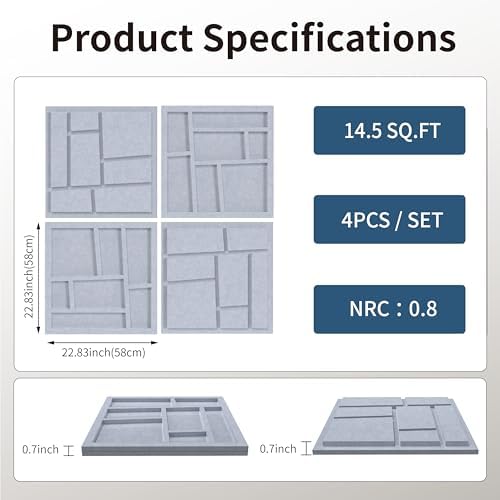 3D Decorative Felt Double-layer Acoustic Panels Grid Pattern - Image 3