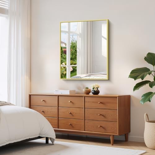 YIROMAN Bathroom Mirror 30"x36", Brushed Gold Bathroom Mirror - Image 2