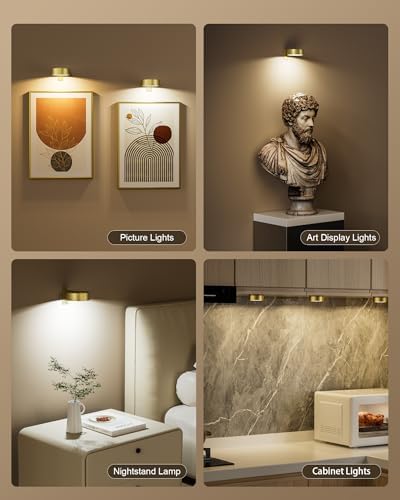 3-Pack Gold Picture Lights for Wall, Battery Operated - Image 2
