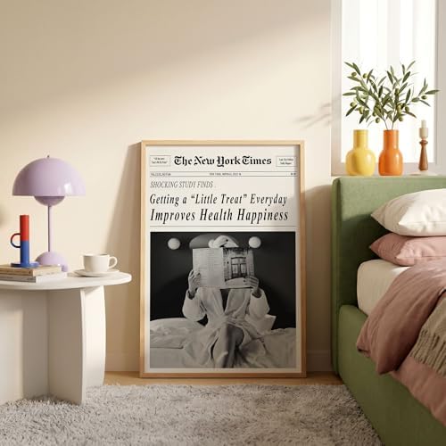 Funky Black and White Newspaper Wall Art 20x30 in Wood Grain Frame Humor Quotes - Image 7