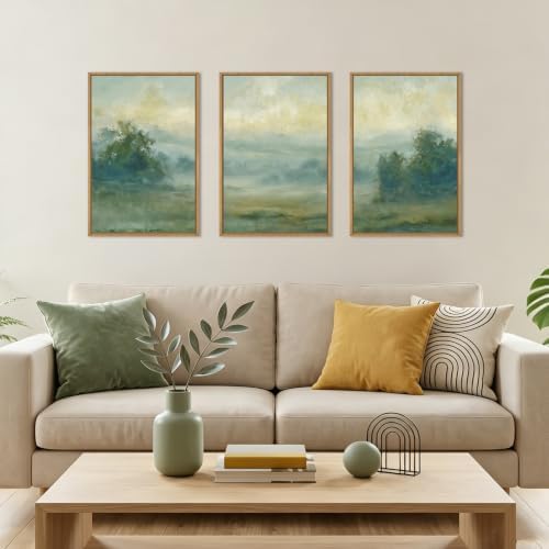 HLNIUC Green Abstract Minimalist Framed Canvas Wall Art, Large Neutral - Image 2