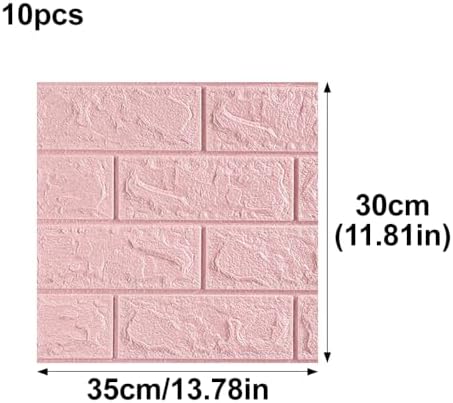 10PCS 3D Brick Wall Panel, Light Pink - Image 2